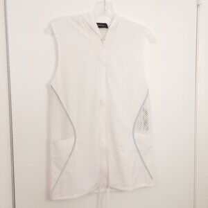 Lanston Sport White Sleeveless Hoodie Vest